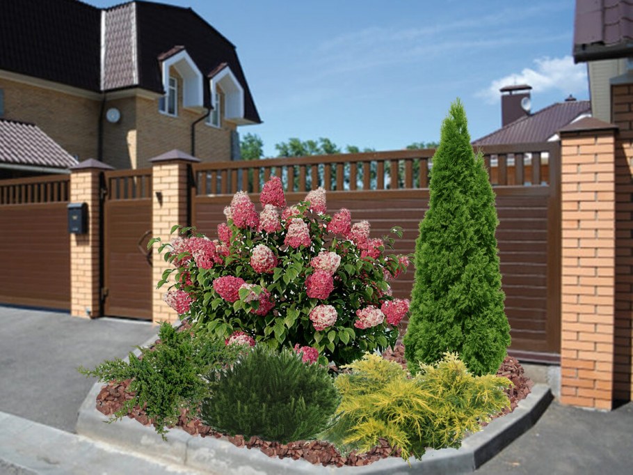Забор для клумбы из кирпича