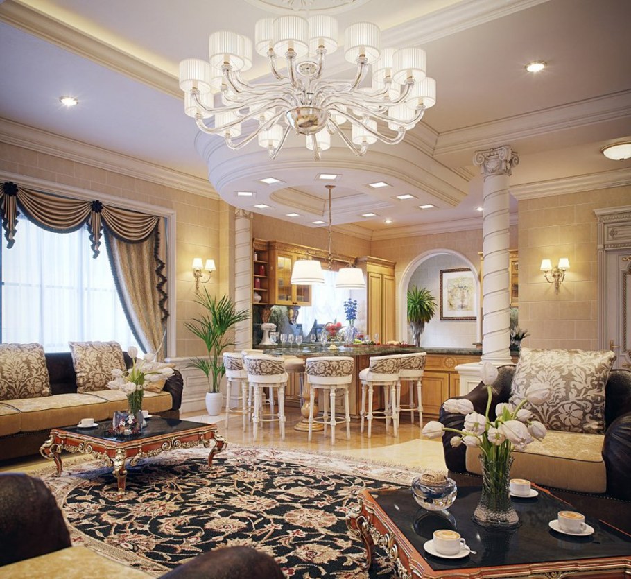 Красивая большая гостиная