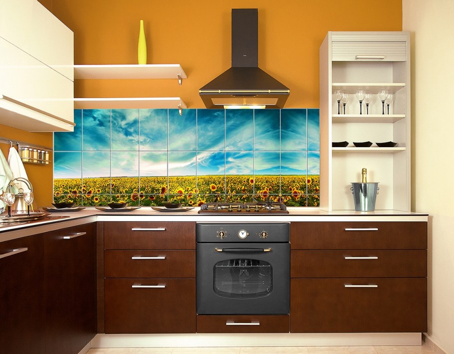 Фартук для кухни из кафельной плитки