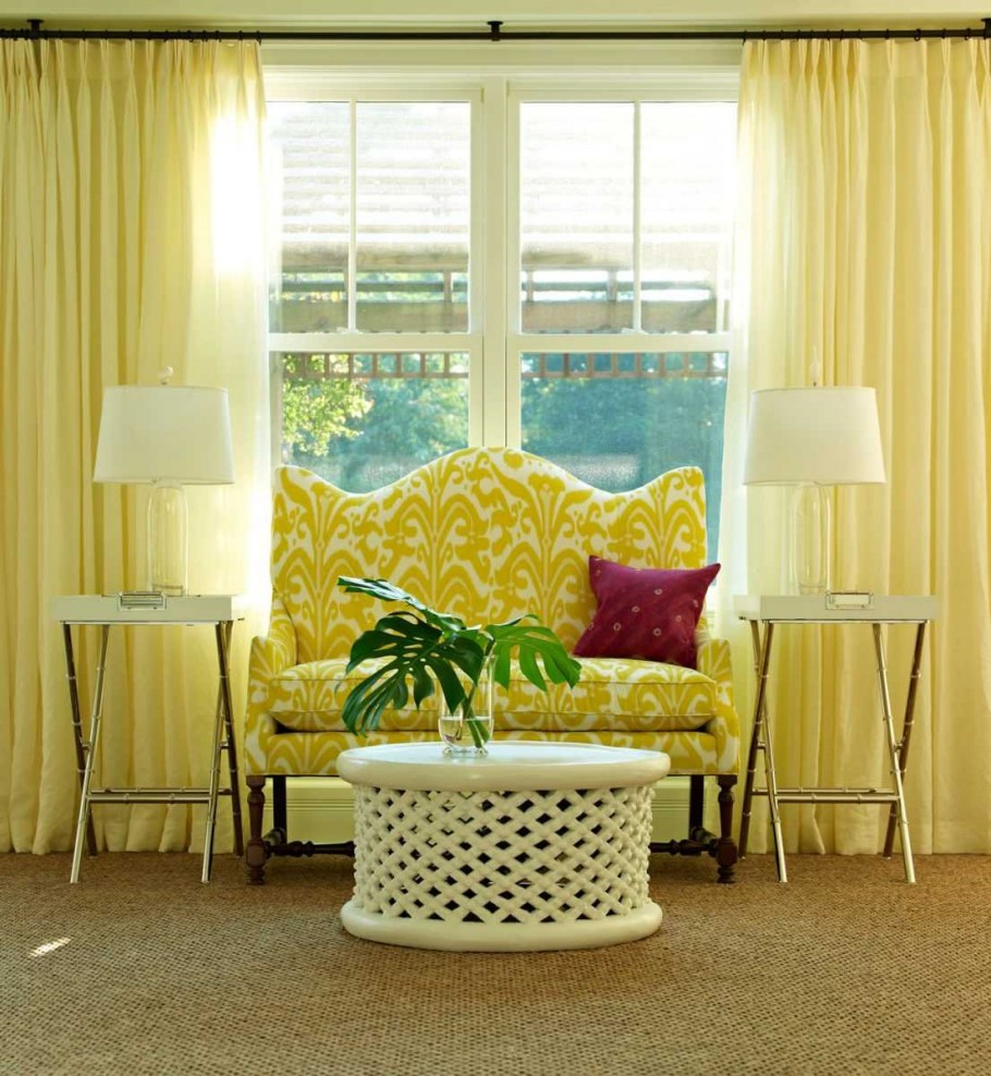 Желтая тюль в интерьере