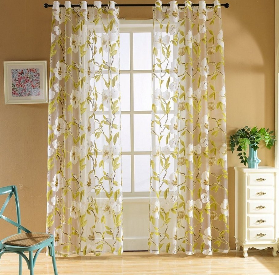 Тюль лимонного цвета