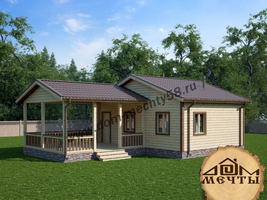 Проекты одноэтажных домов с верандой