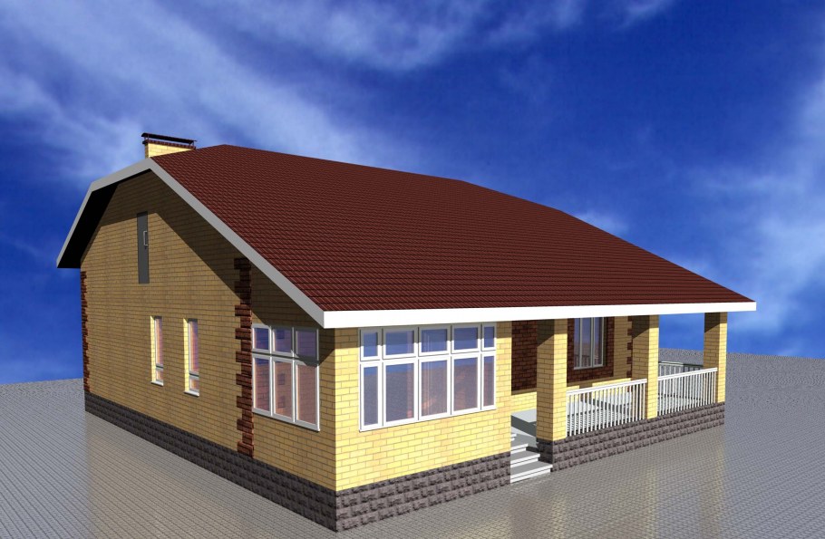 Одноэтажная баня с террасой