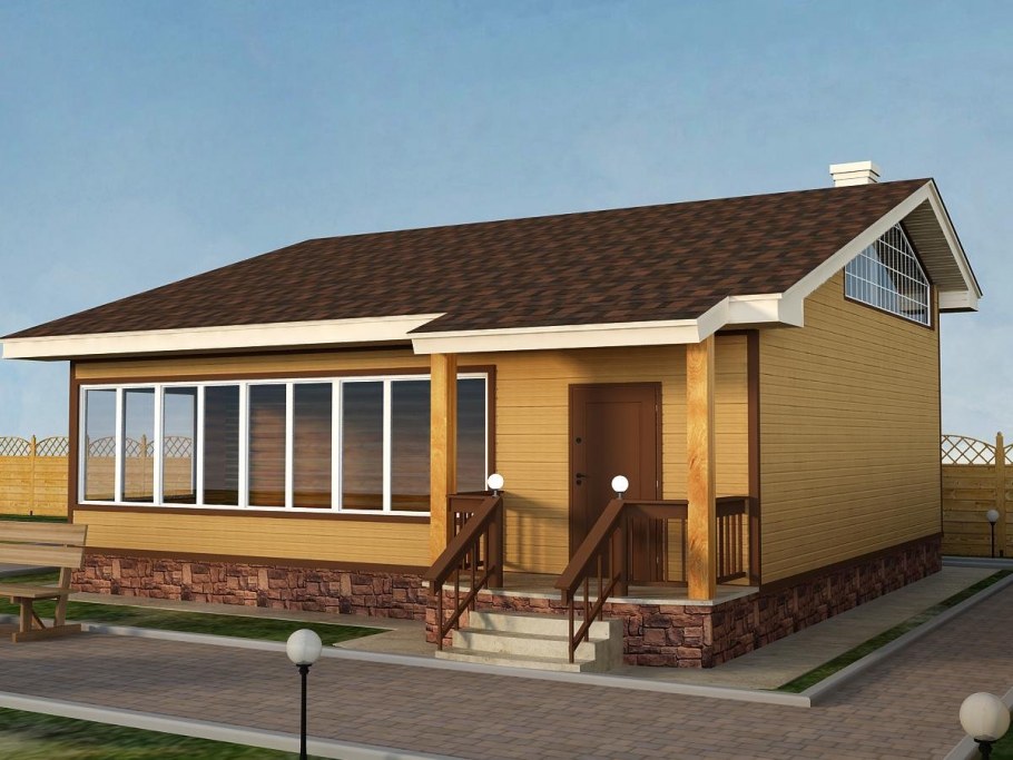 Проекты одноэтажных домов с террасой