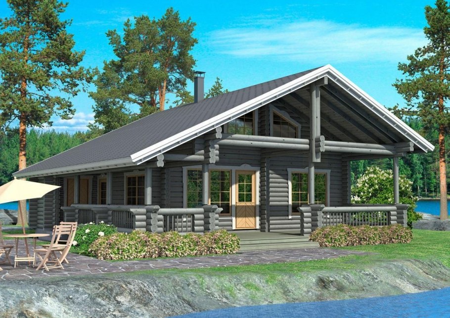 Гараж с верандой под одной крышей