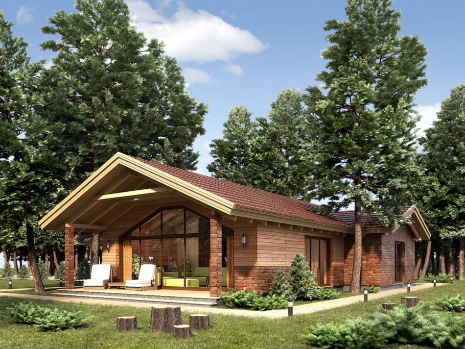 Баня с террасой и барбекюшницей