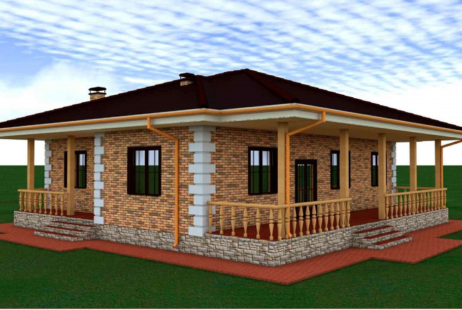 Проект z10 одноэтажный дом с террасой