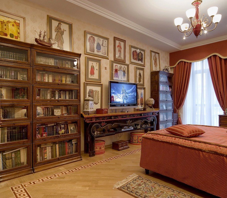 Гостиная с книжным шкафом