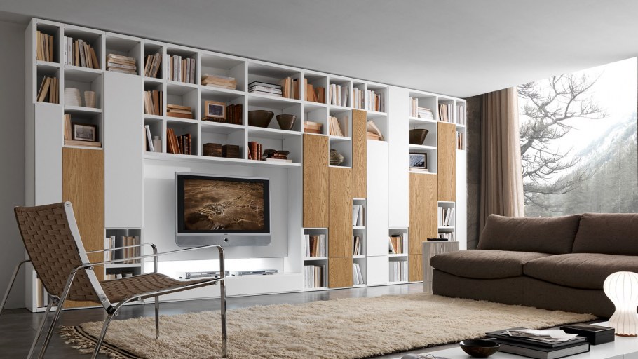 Интерьер с книжными полками