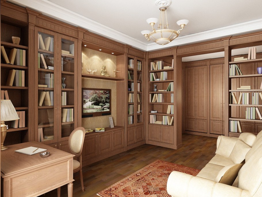 Комната с книжными полками