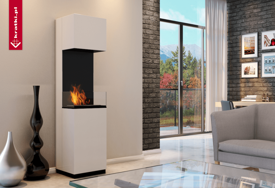 Настенный камин с полками