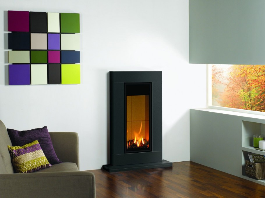 Вертикальный камин в интерьере