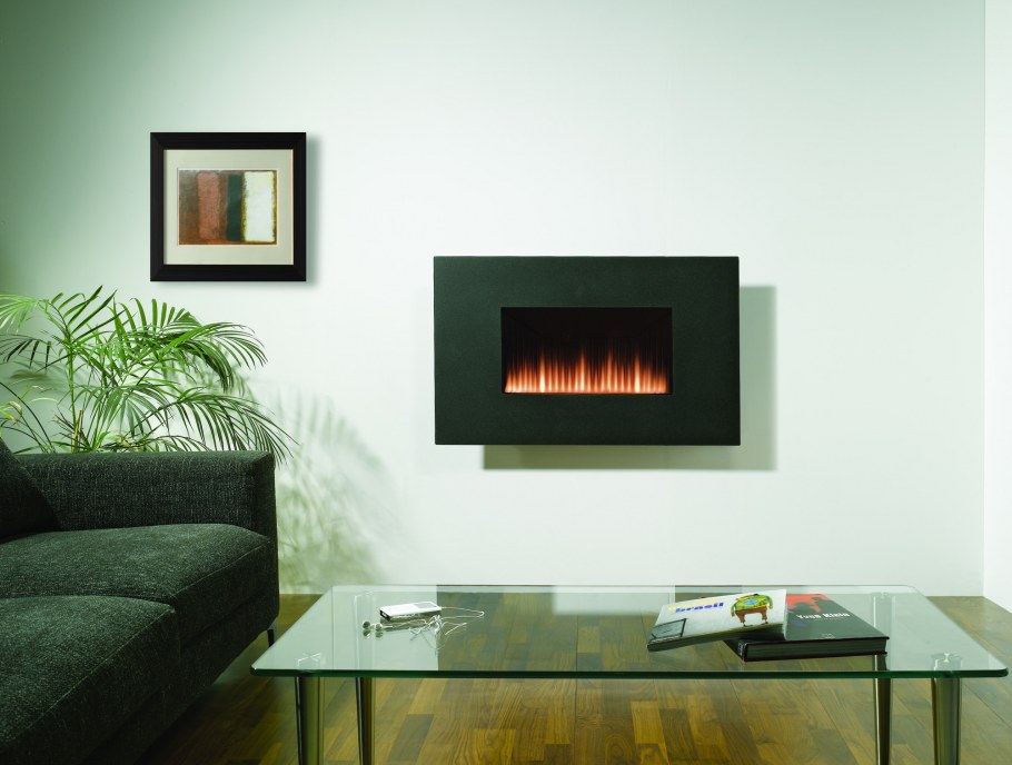 Электрокамин навесной в интерьере