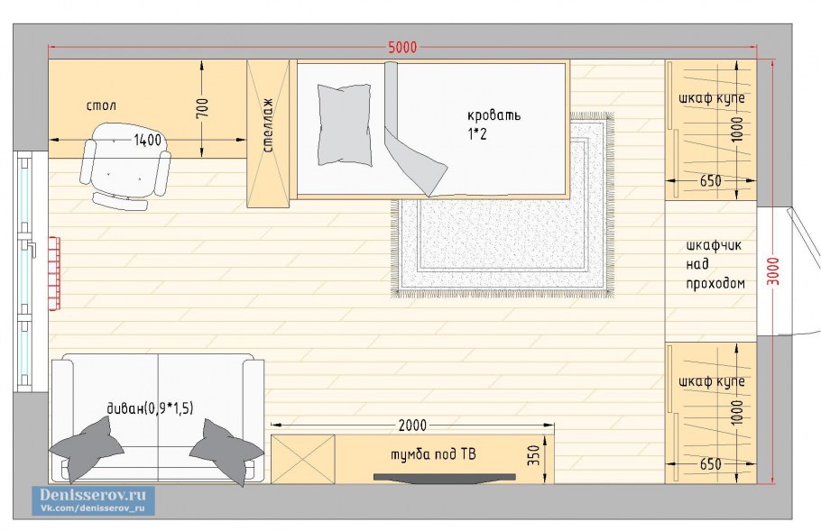 Визуализация детской комнаты с диванами