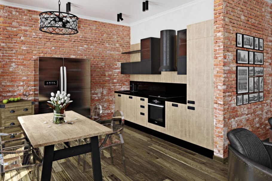 Элементы стиля лофт на кухне