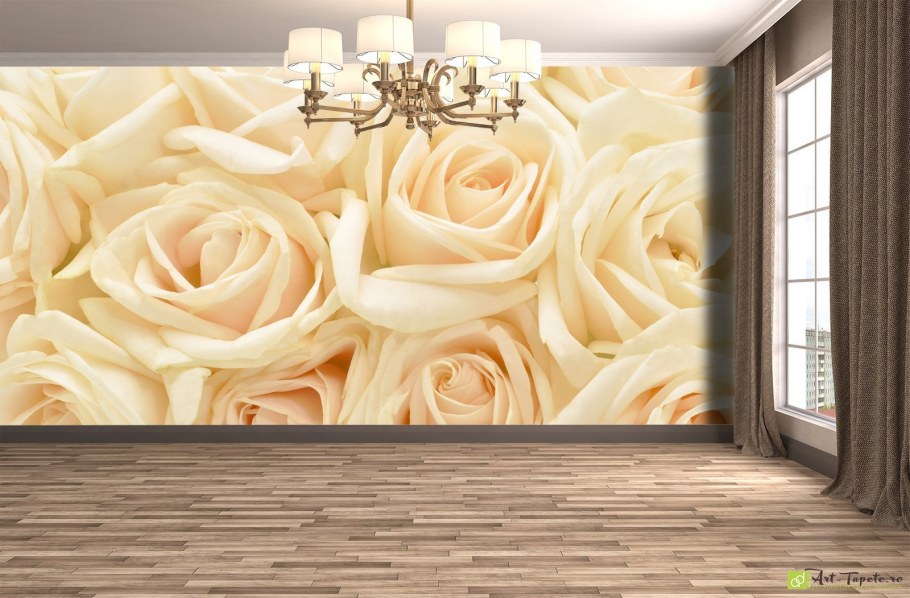 Фотообои белые розы в интерьере