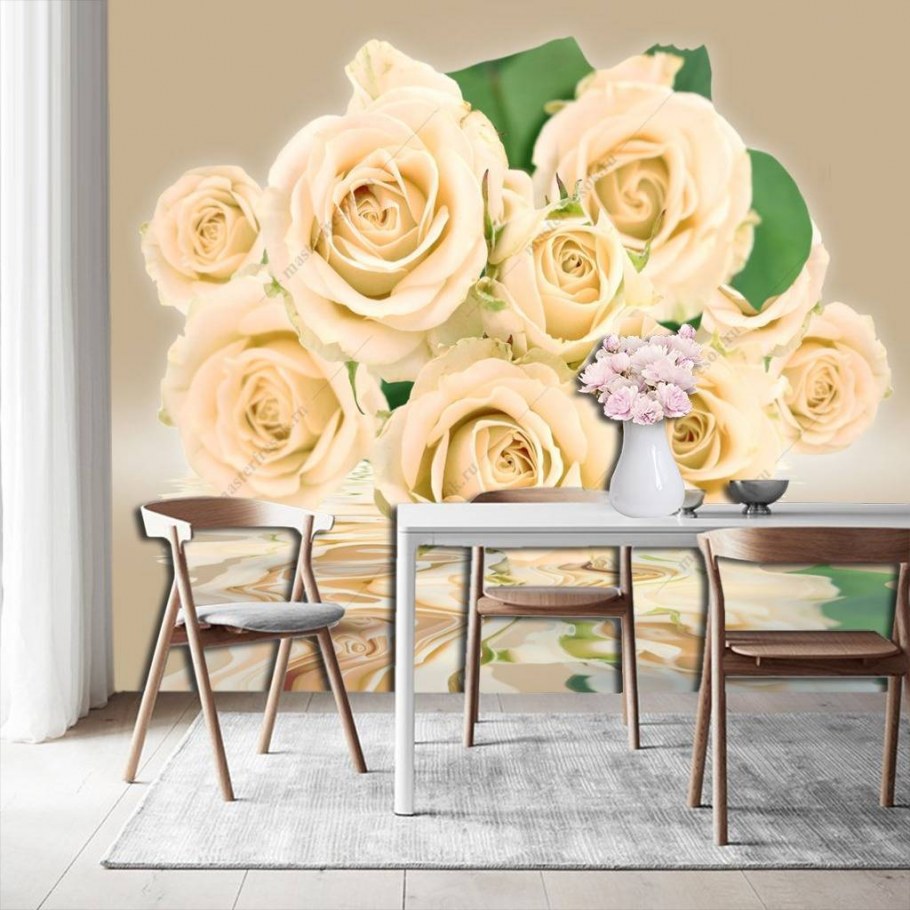 Интерьер спальни с розами