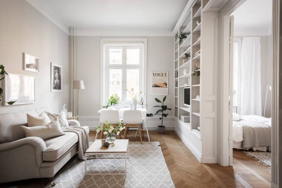 Светлая гостиная в скандинавском стиле