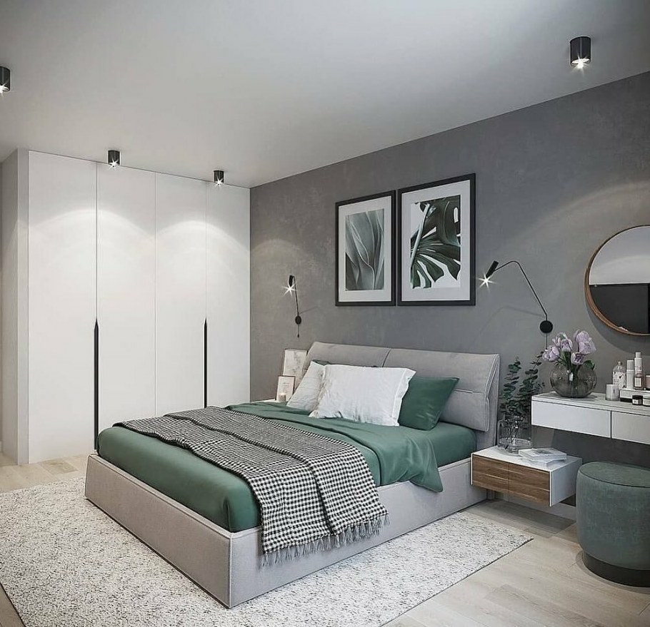 Спальня в серых тонах