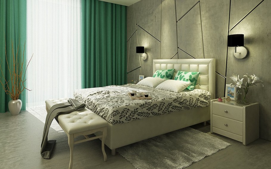 Темнотзеленая спальня