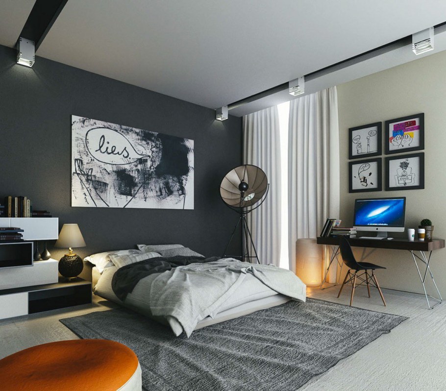 Мужская комната в стиле лофт