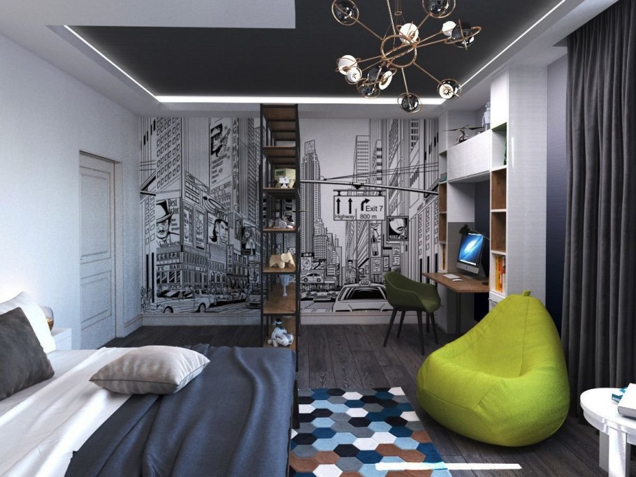 Интерьер спальни для молодого человека