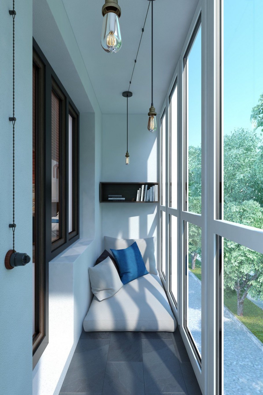 Интерьер лоджии с панорамными окнами