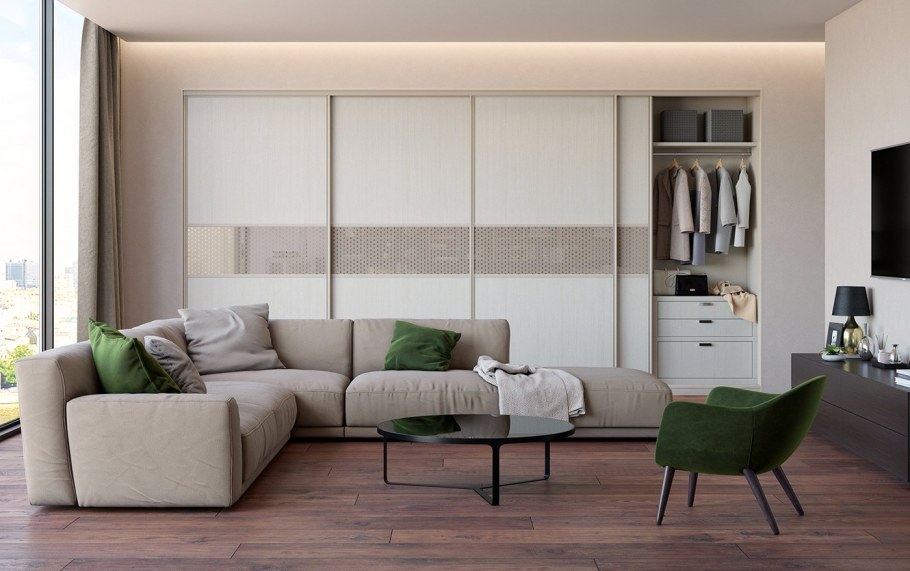 Встроенные шкафы в гостиной
