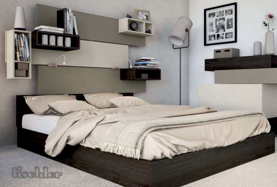 Парящая кровать с тумбочками