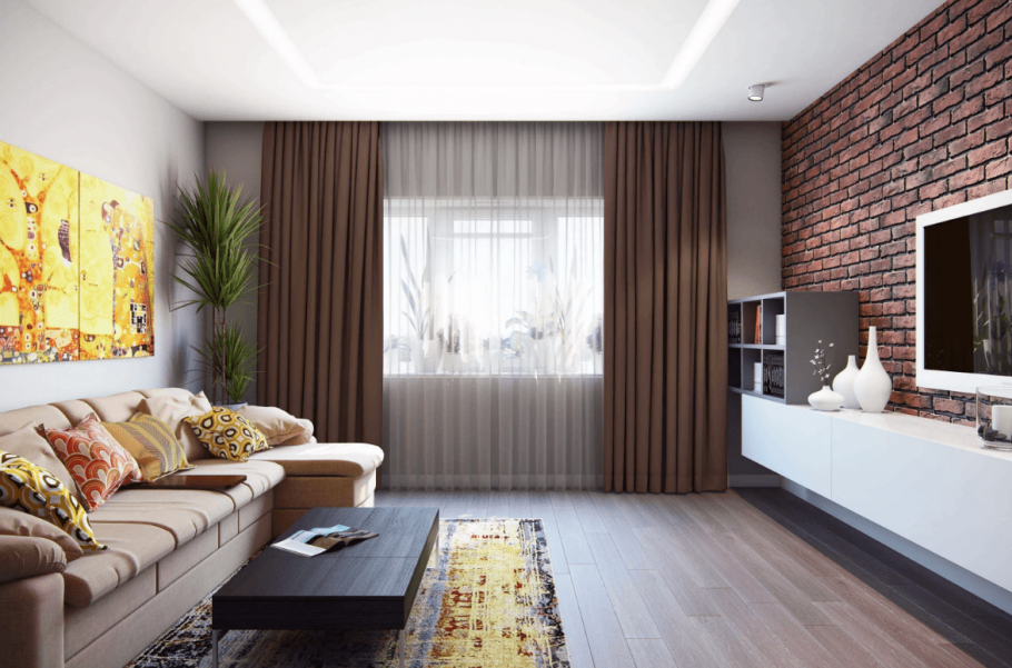 Интерьер гостинной 18кв м