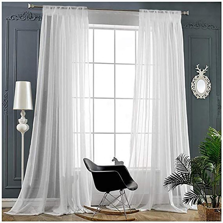 Тюль бело серая