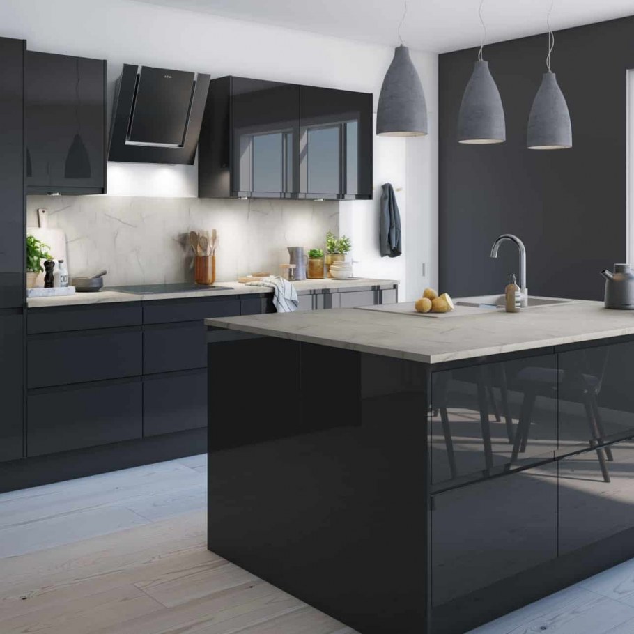 A Moody monochromatic Kitchen