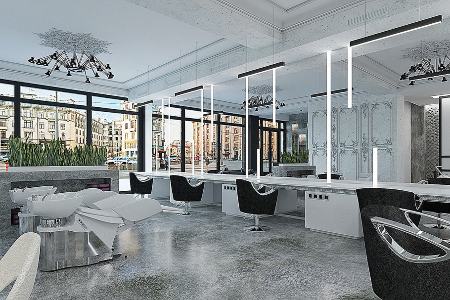 Интерьер современной парикмахерской