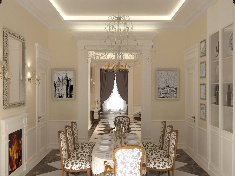 Классический интерьер с лепниной
