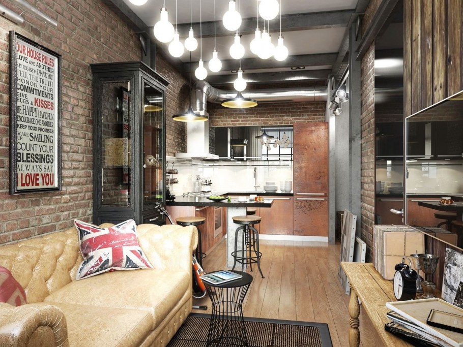 Маленькая гостиная лофт