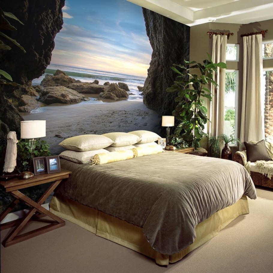 Молдинги в спальне над кроватью