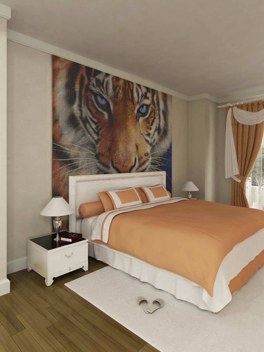 Фреска в интерьере спальни в классическом стиле