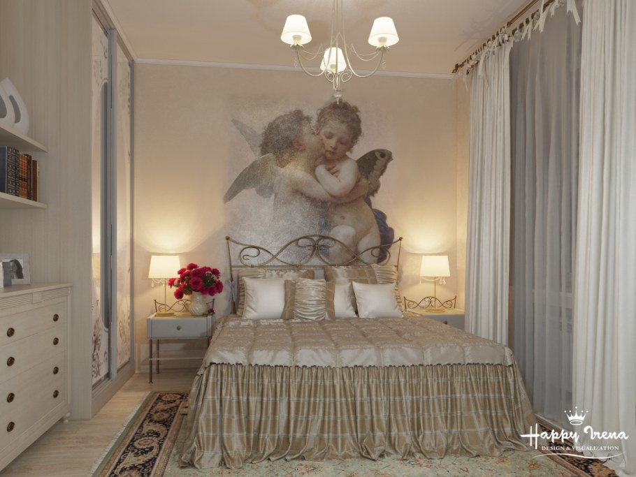 Стильные фотообои в спальне