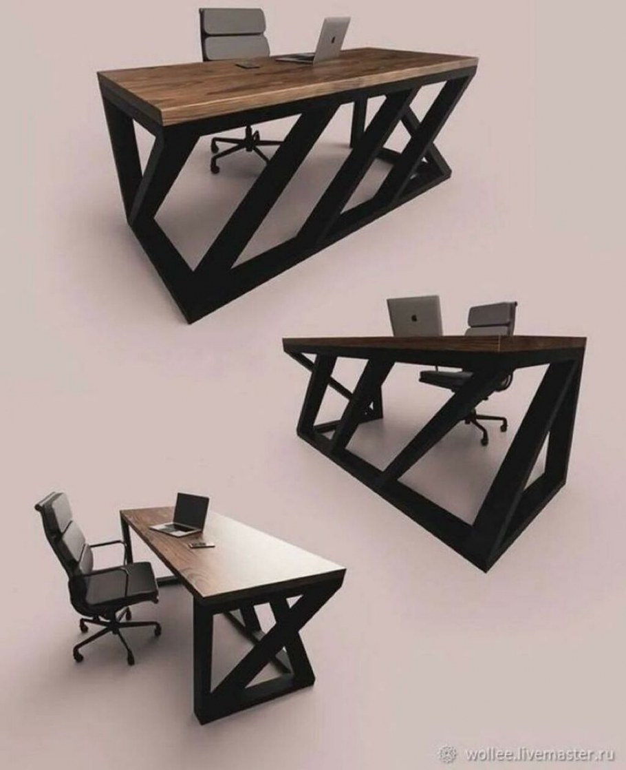 Стол из металла и дерева