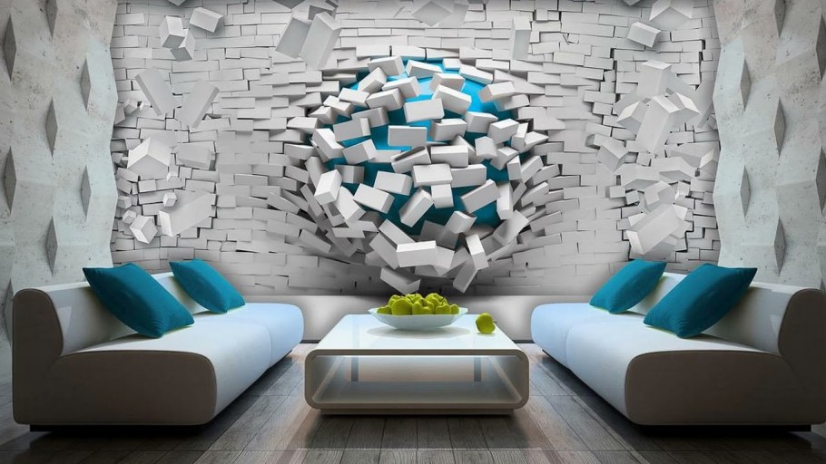 Дерево на стене в интерьере