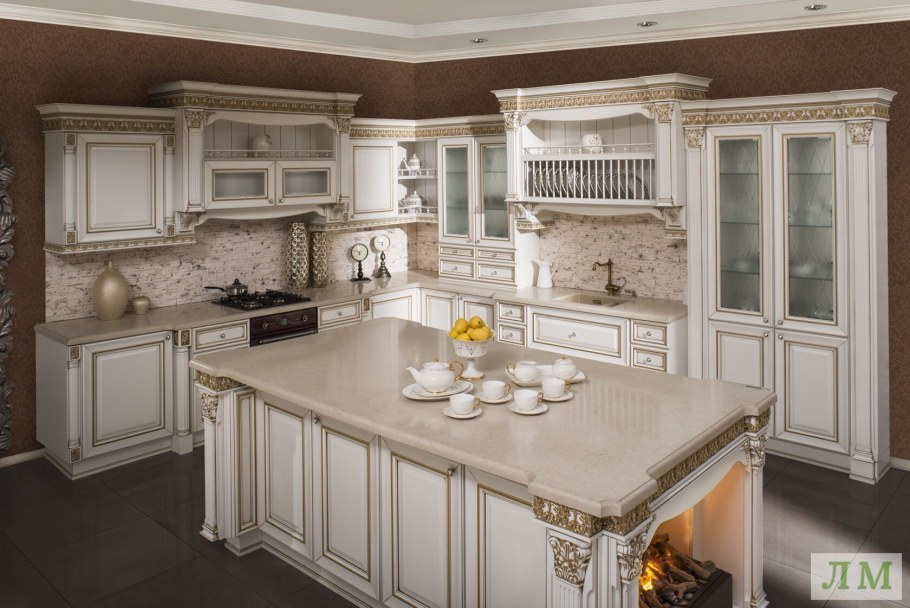 Фартук для светлой классической кухни