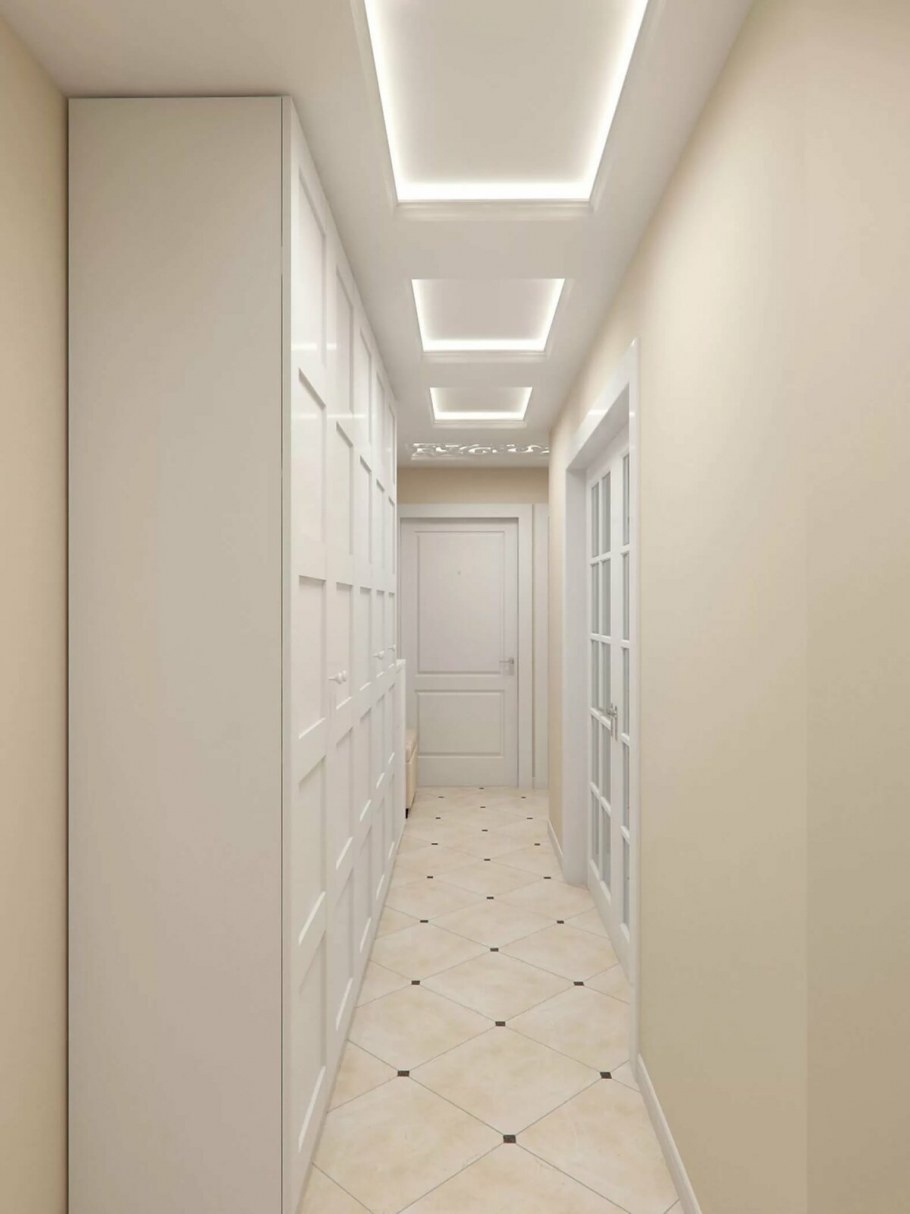 Длинный коридор в светлых тонах