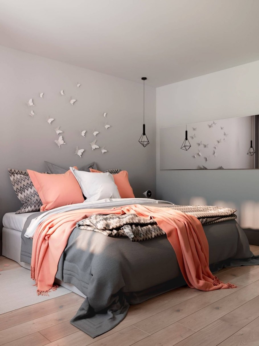 Серые стены в спальне