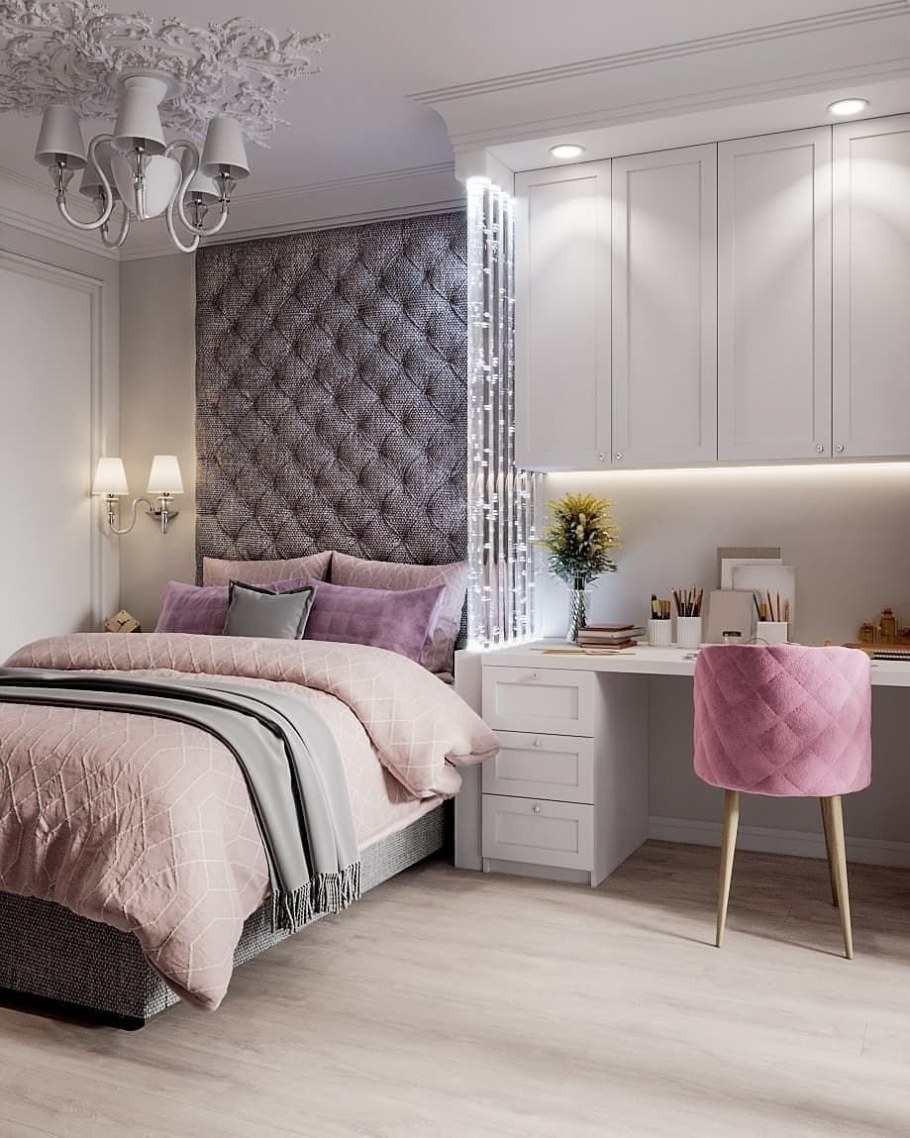 Комната в серо розовых тонах