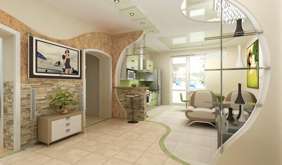 Потолок в однокомнатной квартире