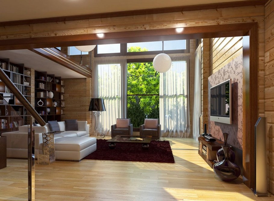 Гостиная в доме со вторым светом