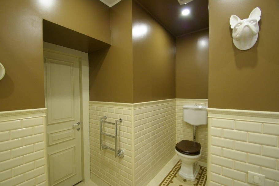 Плитка кабанчик серая в санузле