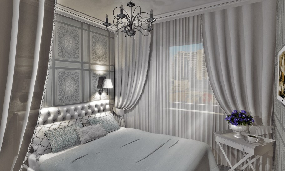 Серые обои в зале