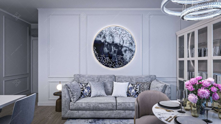 Серые обои в спальне