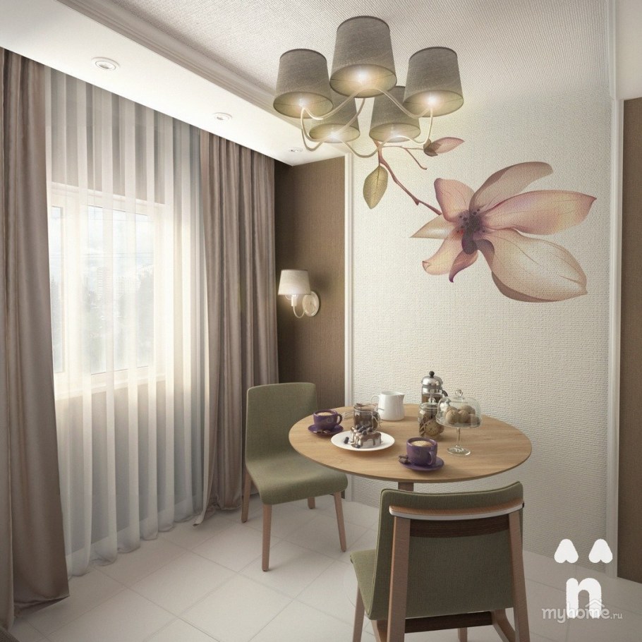 Кухня в розово коричневых тонах